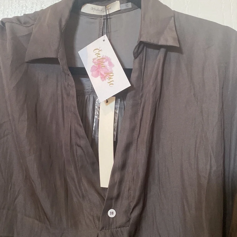 Mustard seed  charcoal  gray size S long sleeve top NWT